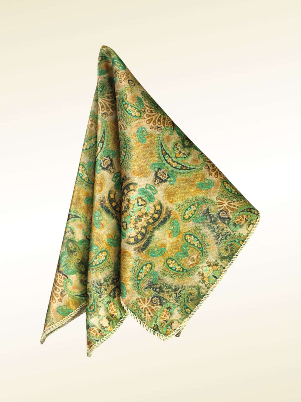 Green Vintage Paisley Microfiber Pocket Square