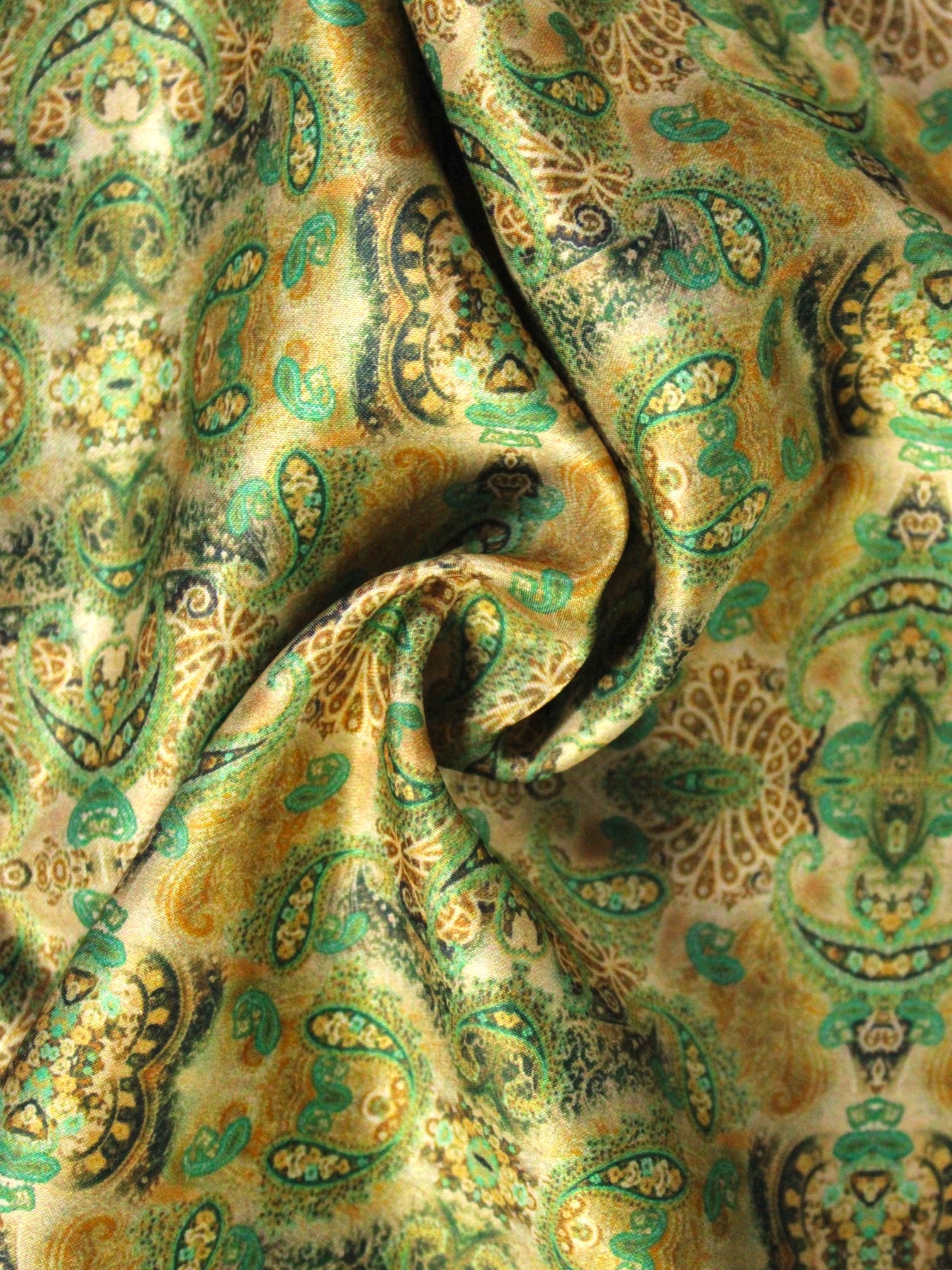 Green Vintage Paisley Microfiber Pocket Square