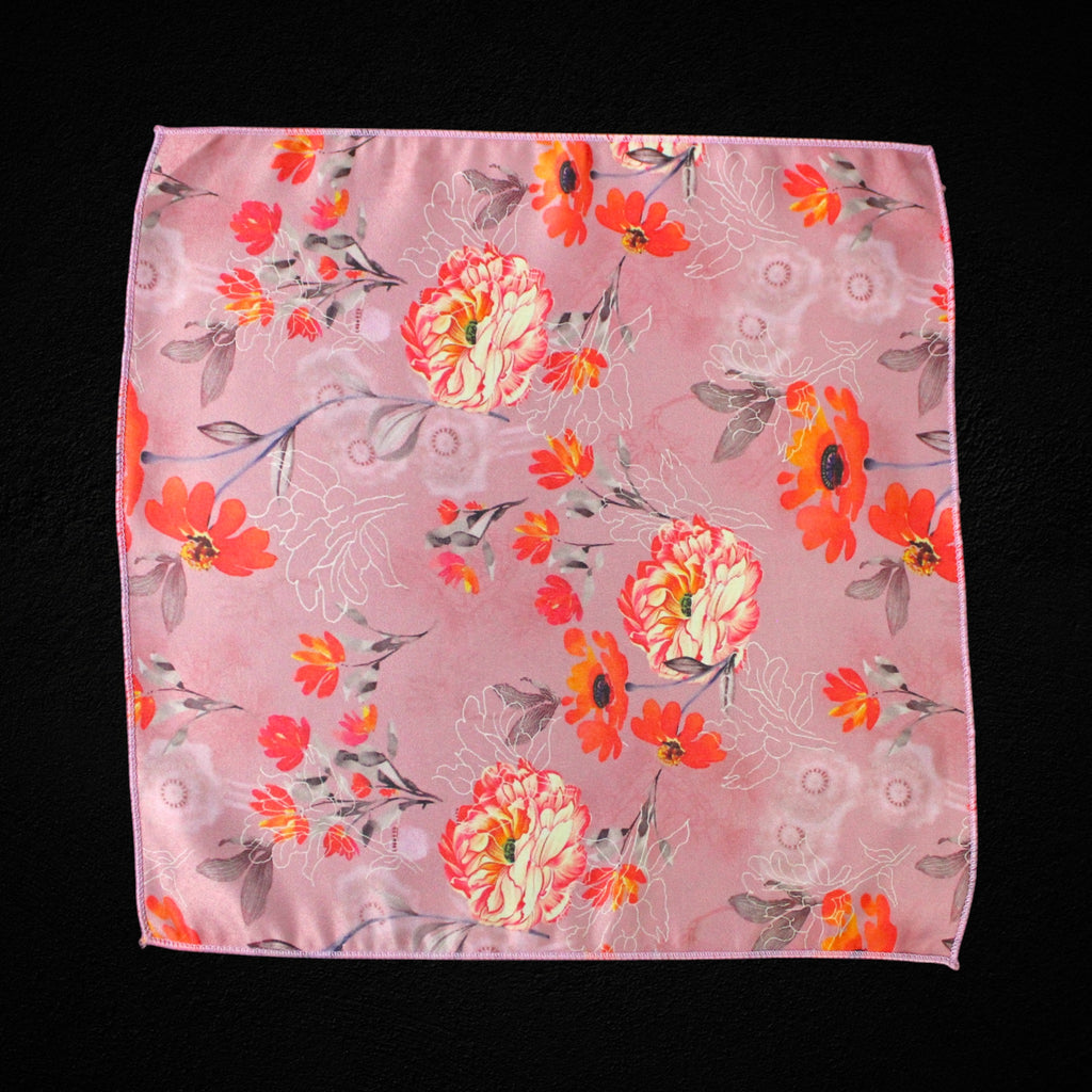 Pink Floral Microfiber Pocket Square