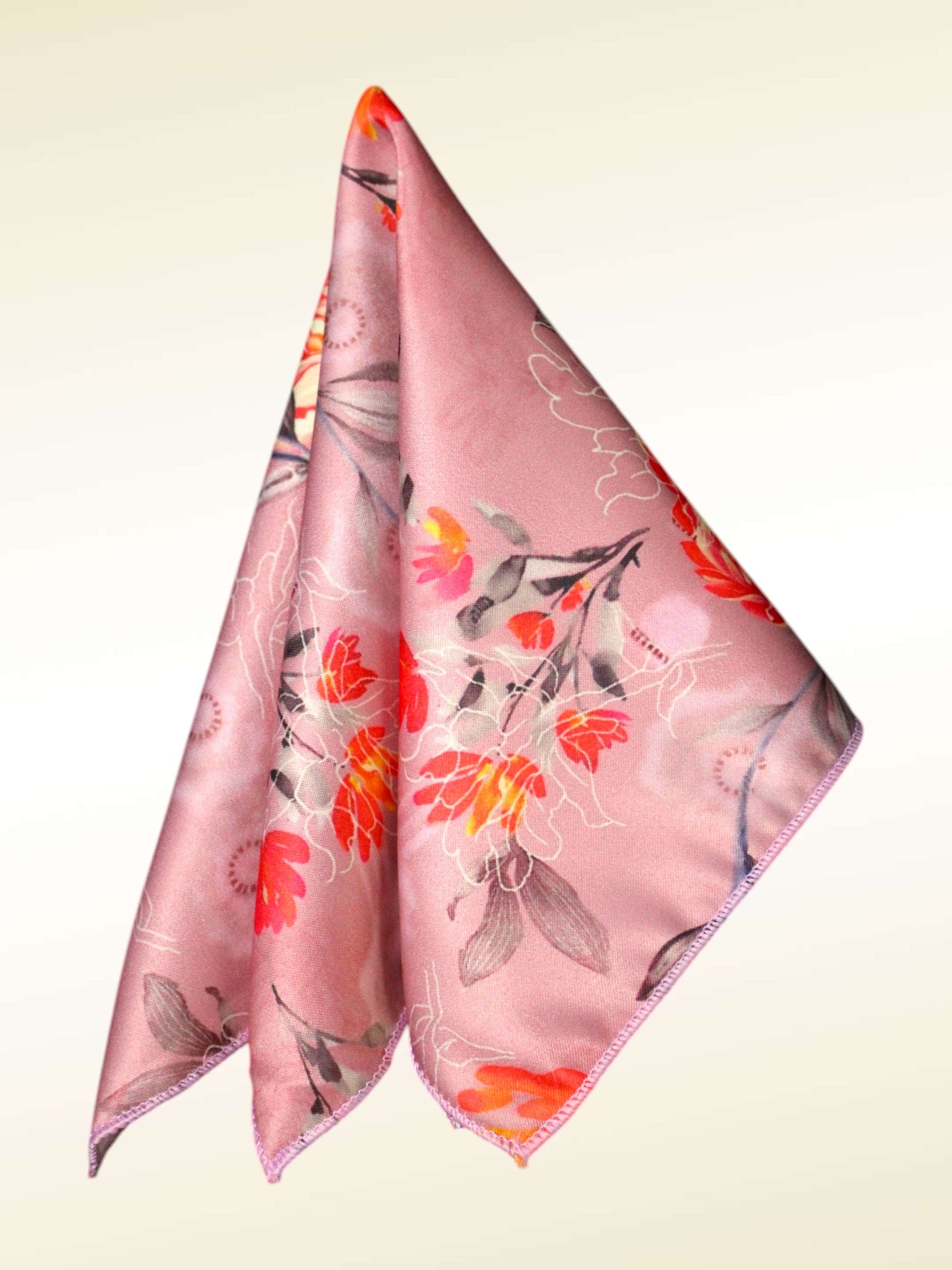 Pink Floral Microfiber Pocket Square