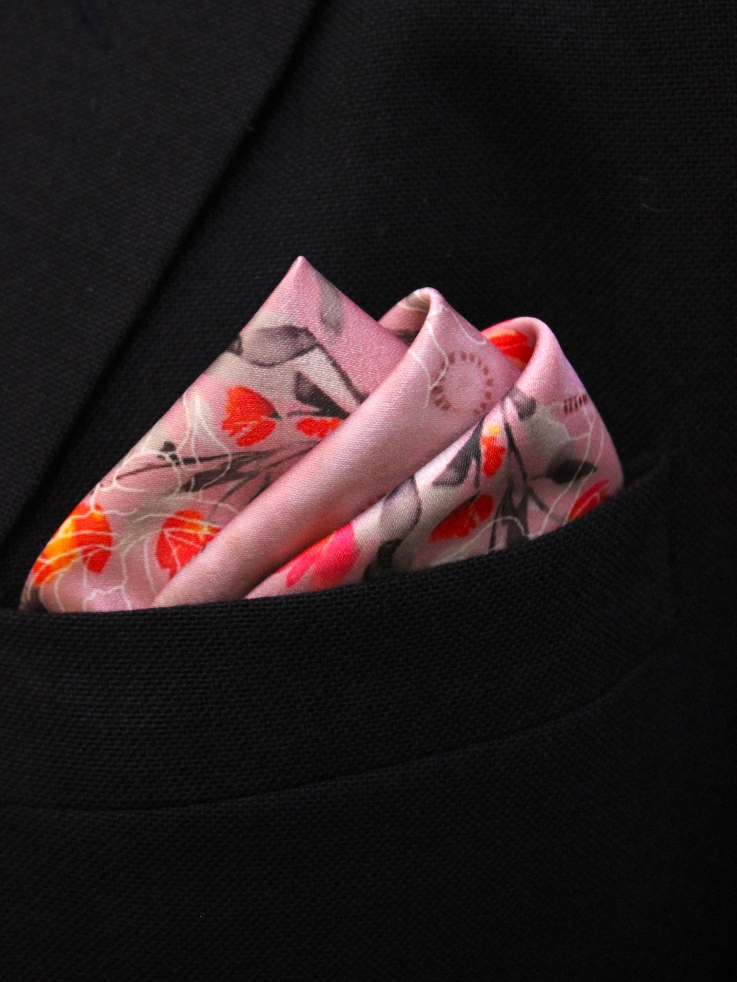 Pink Floral Microfiber Pocket Square