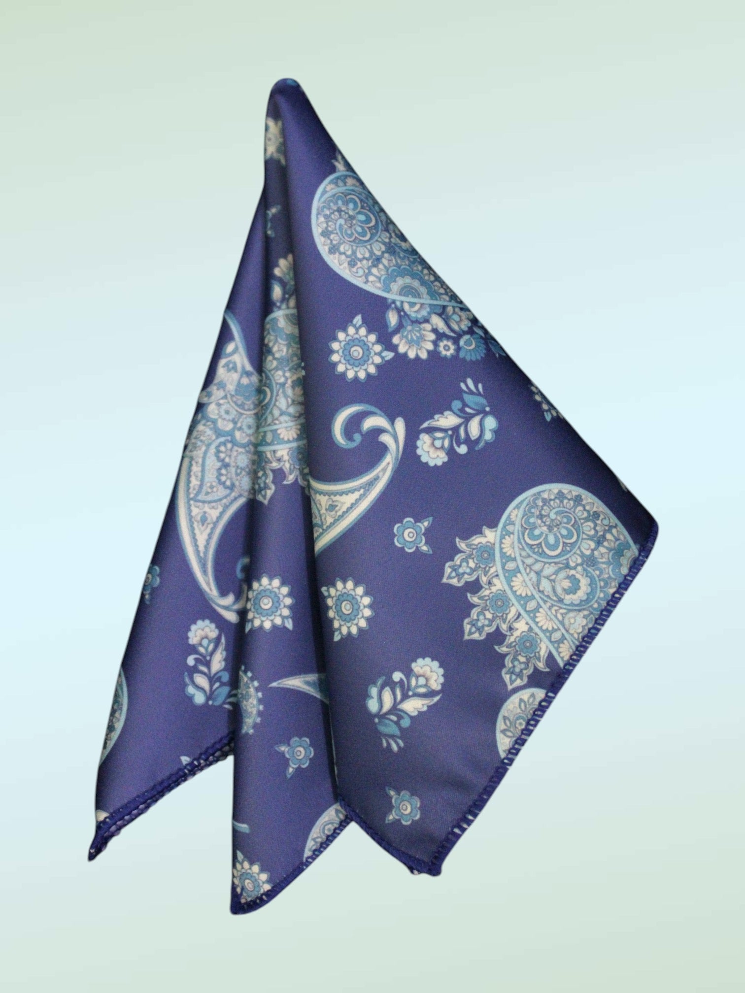 Navy Blue Paisley Microfiber Pocket Square