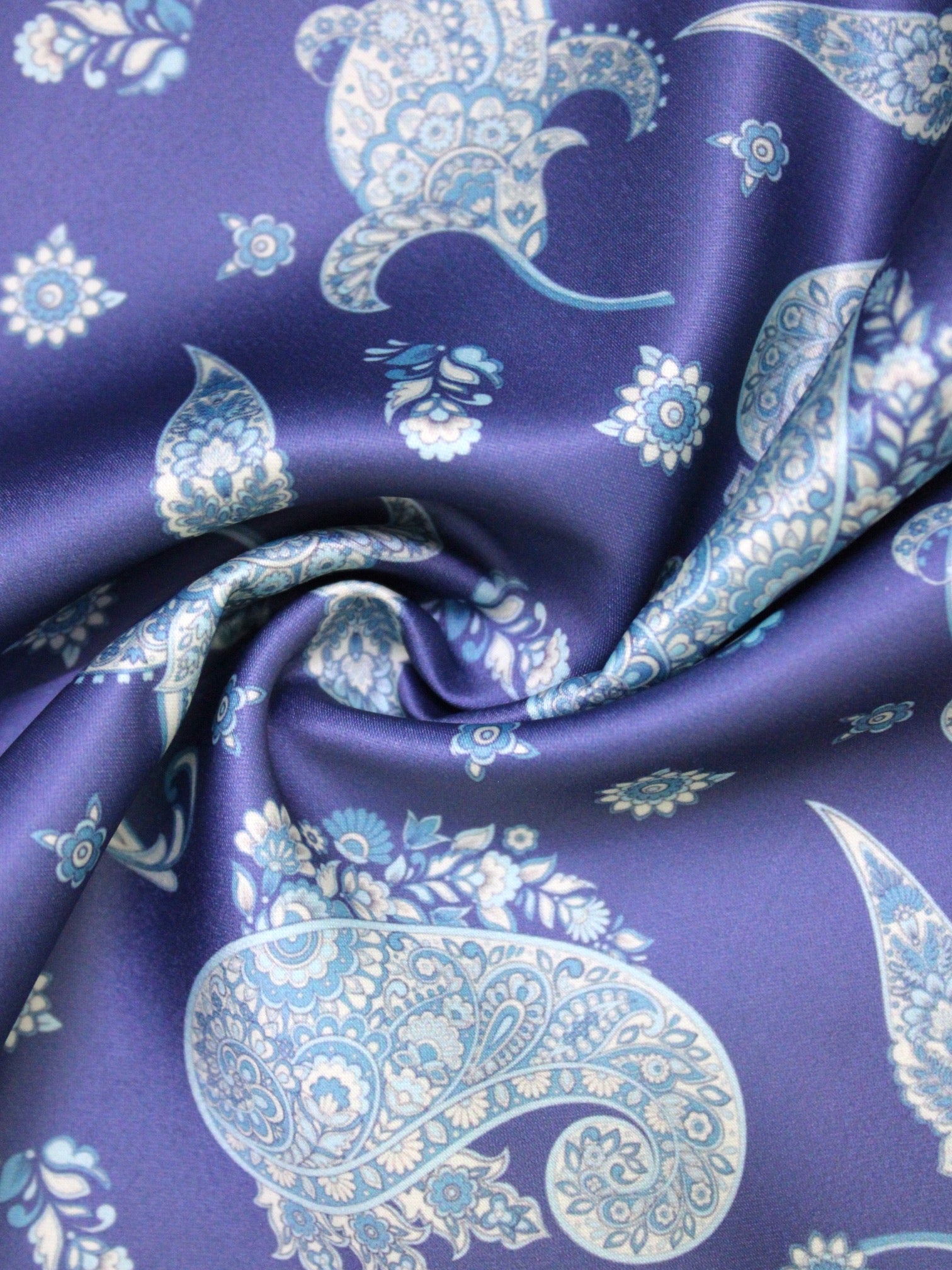 Navy Blue Paisley Microfiber Pocket Square