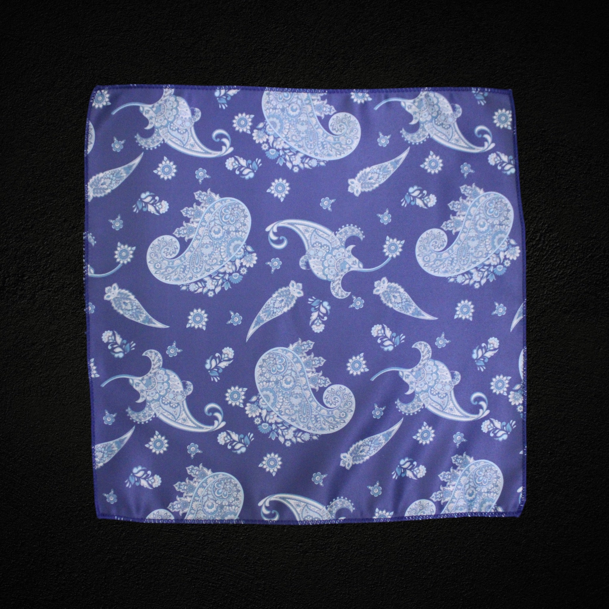 Navy Blue Paisley Microfiber Pocket Square