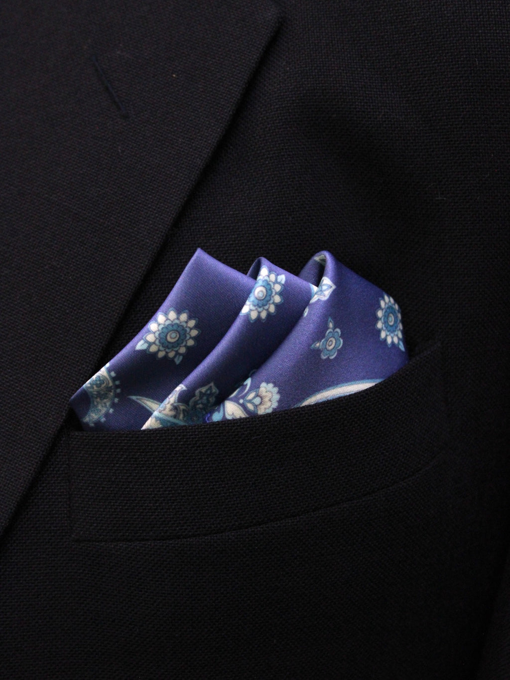 Navy Blue Paisley Microfiber Pocket Square