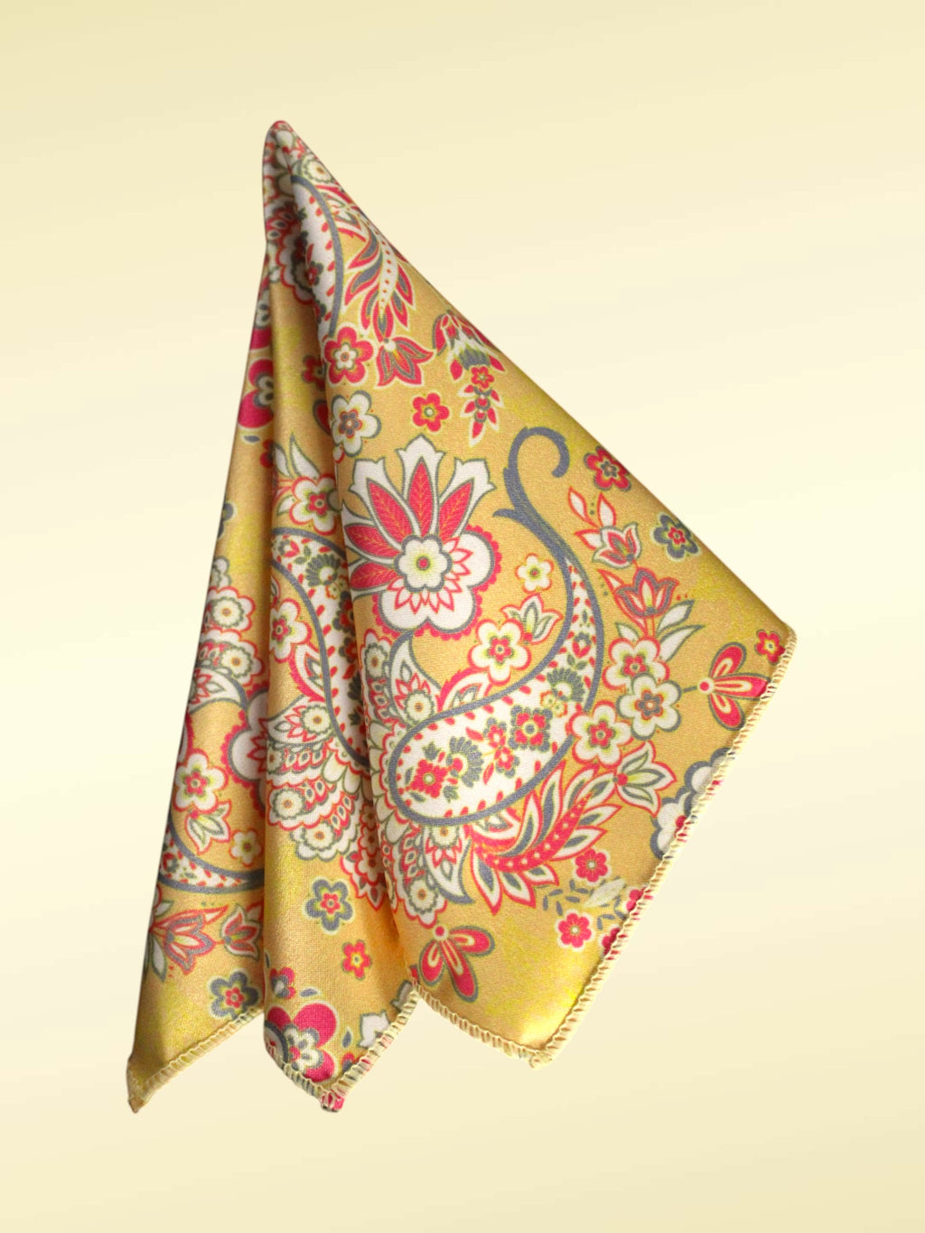 Gold Floral Paisley Microfiber Pocket Square