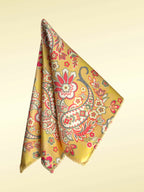Gold Floral Paisley Microfiber Pocket Square