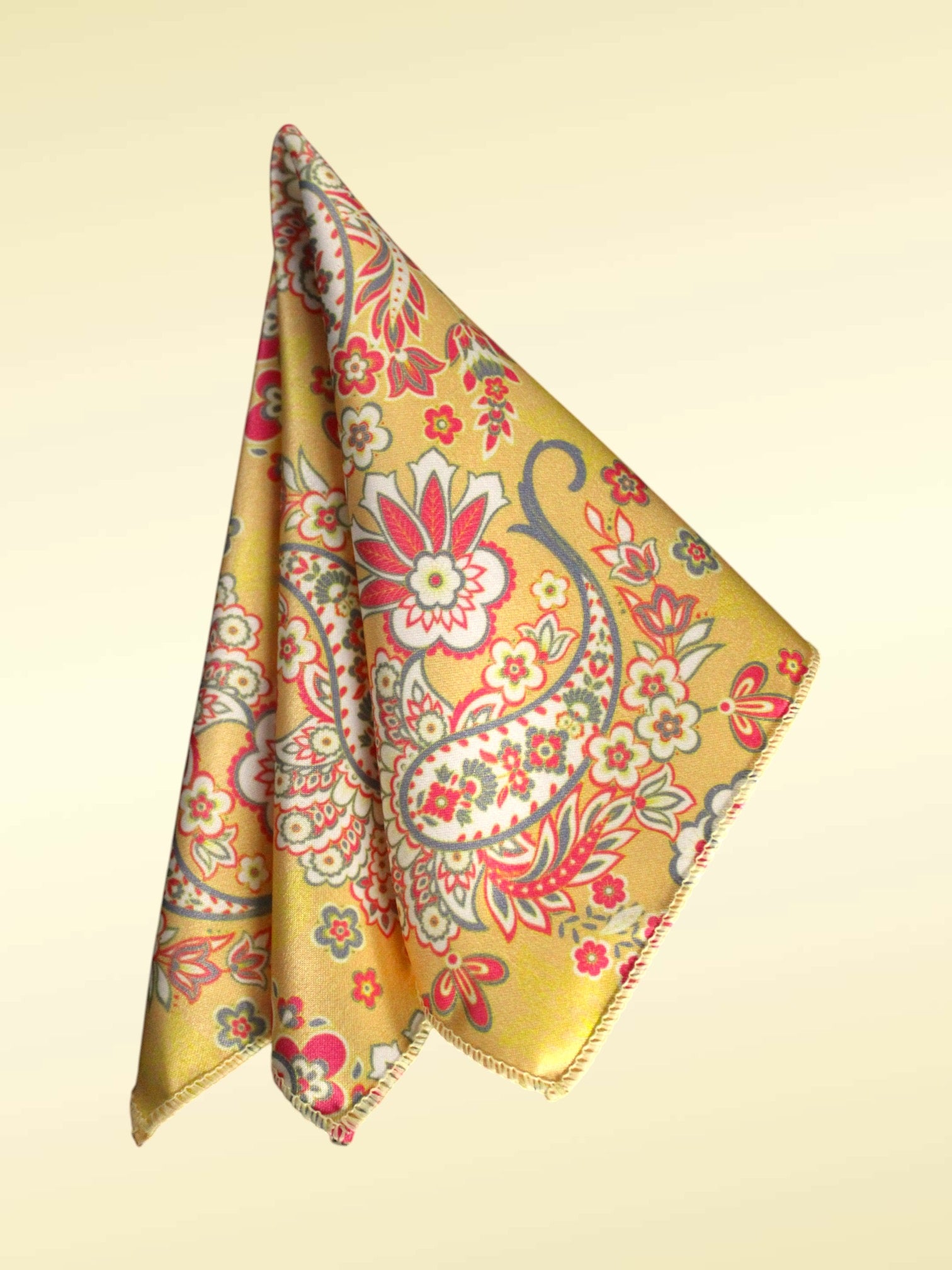 Gold Floral Paisley Microfiber Pocket Square