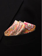 Gold Floral Paisley Microfiber Pocket Square