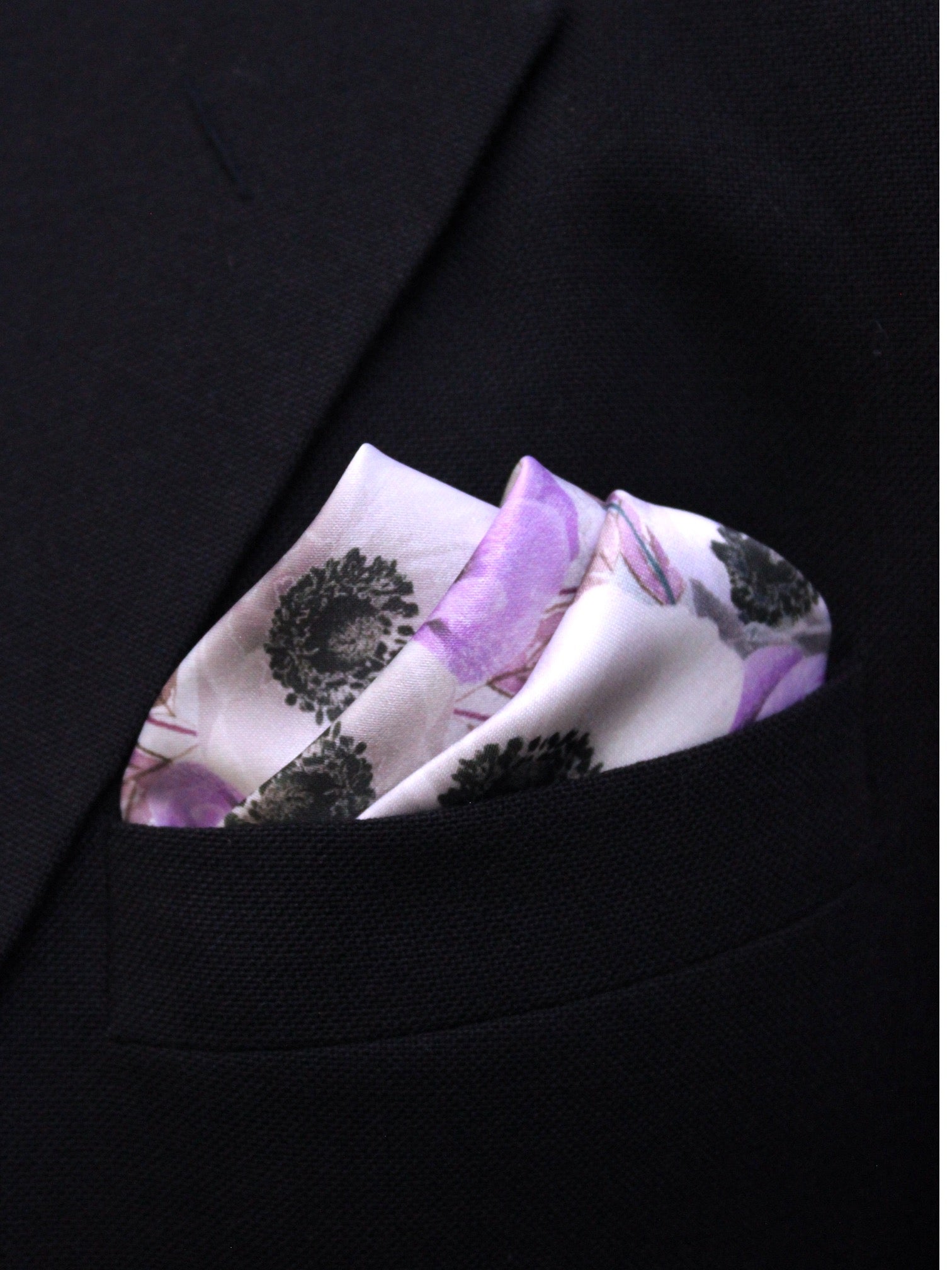 Lavender Floral Microfiber Pocket Square