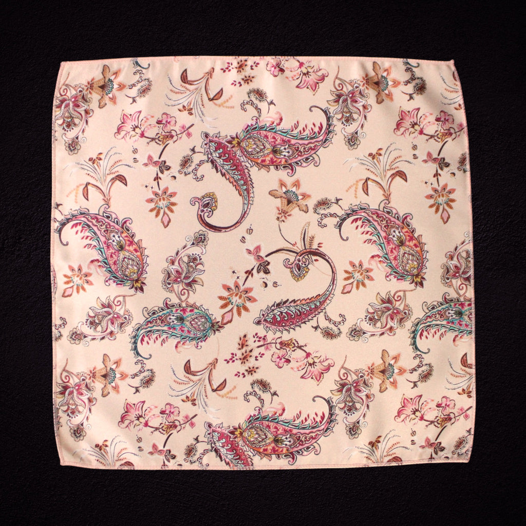 Beige Paisley Microfiber Pocket Square