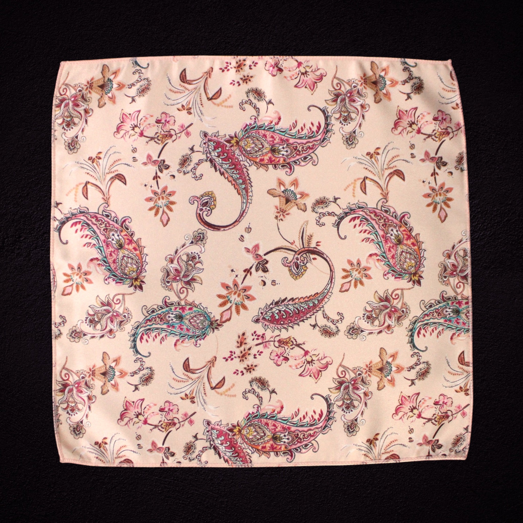 Beige Paisley Microfiber Pocket Square