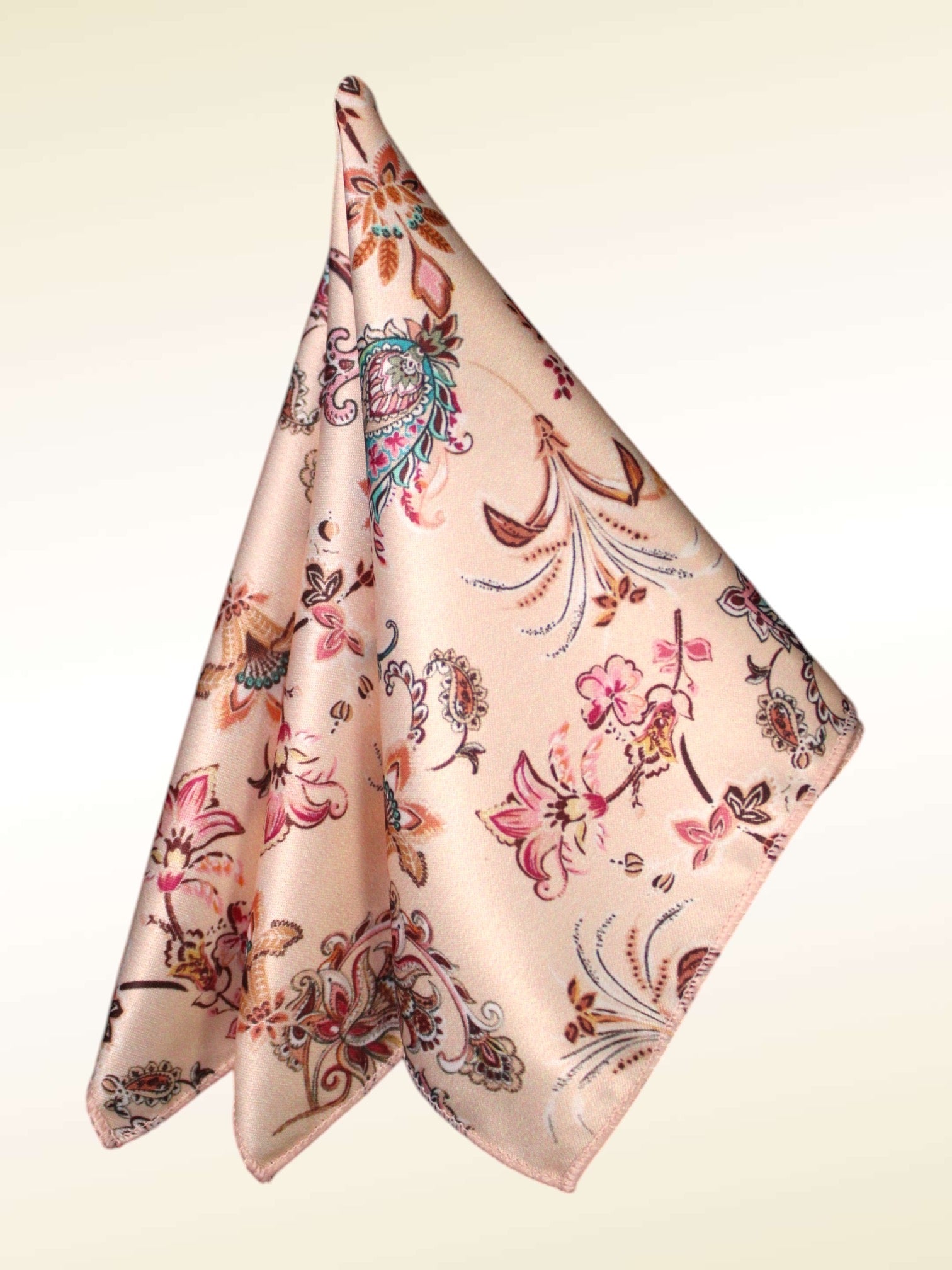 Beige Paisley Microfiber Pocket Square