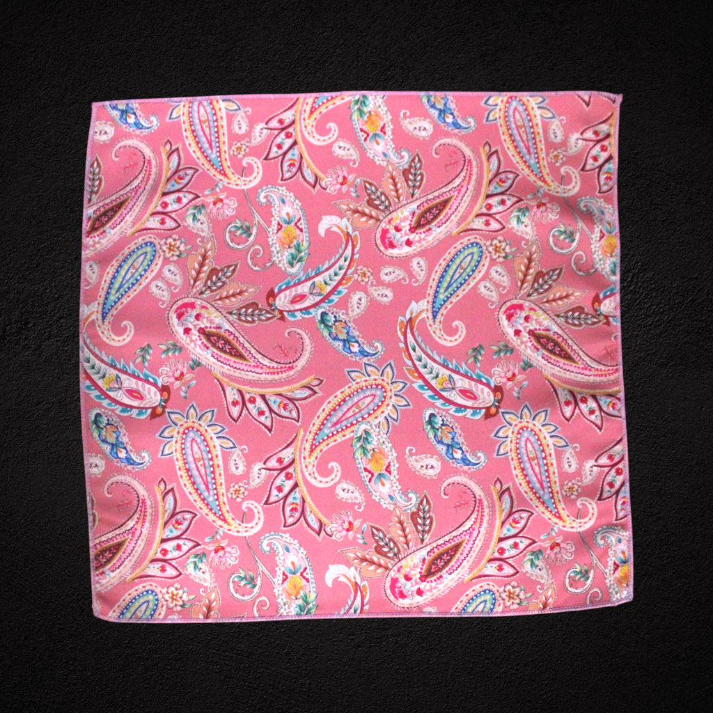 Pink Paisley Microfiber Pocket Square