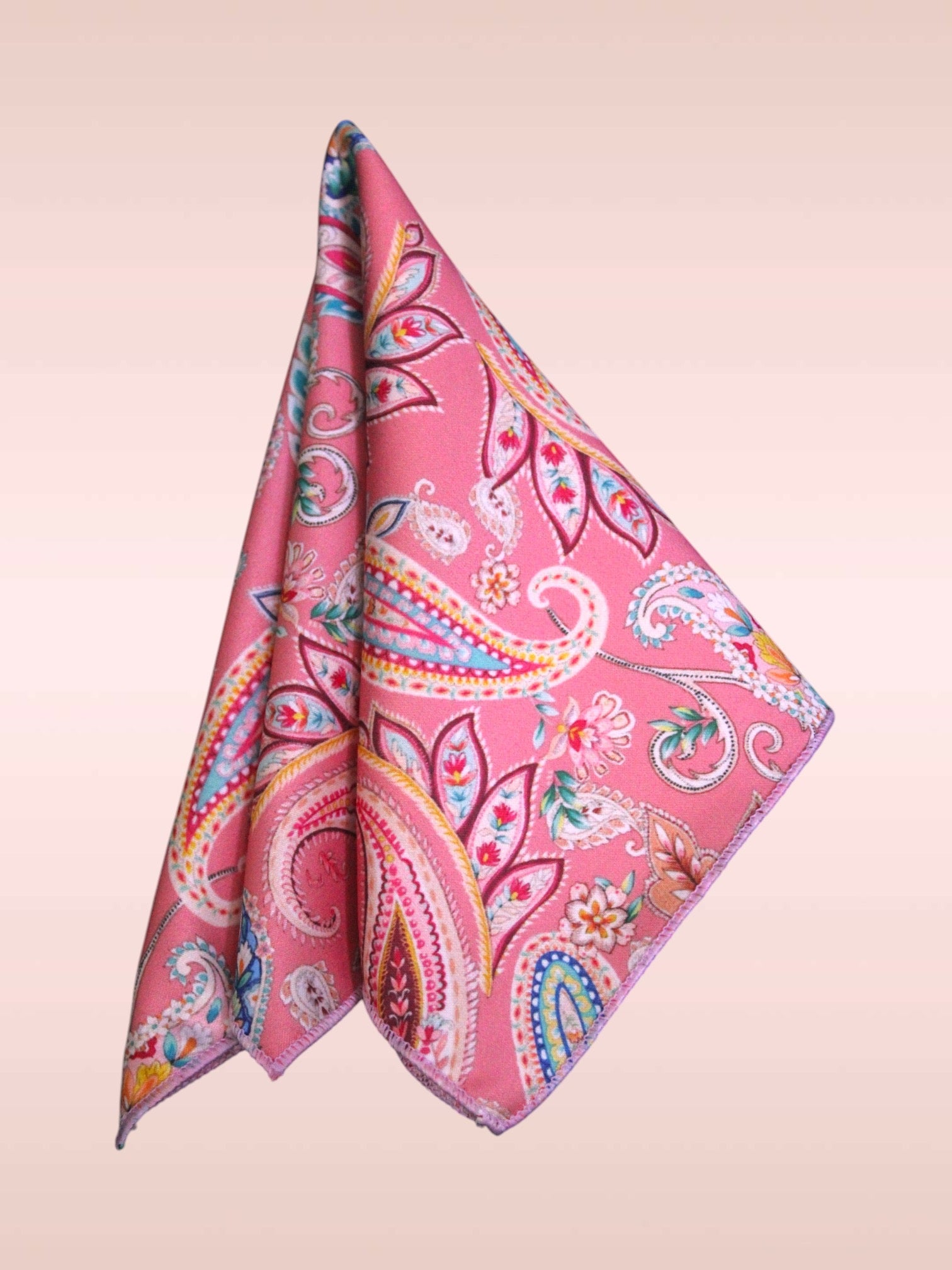 Pink Paisley Microfiber Pocket Square