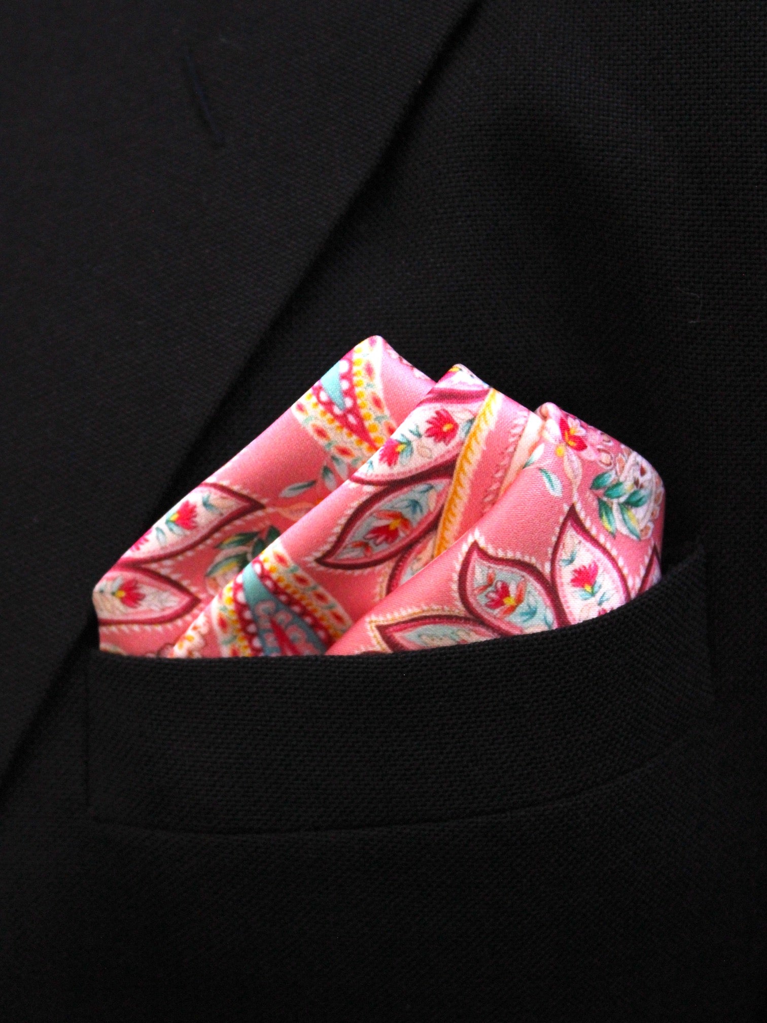 Pink Paisley Microfiber Pocket Square