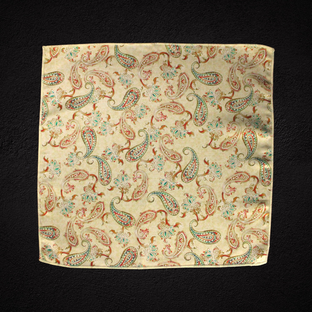 Cream Paisley Microfiber Pocket Square