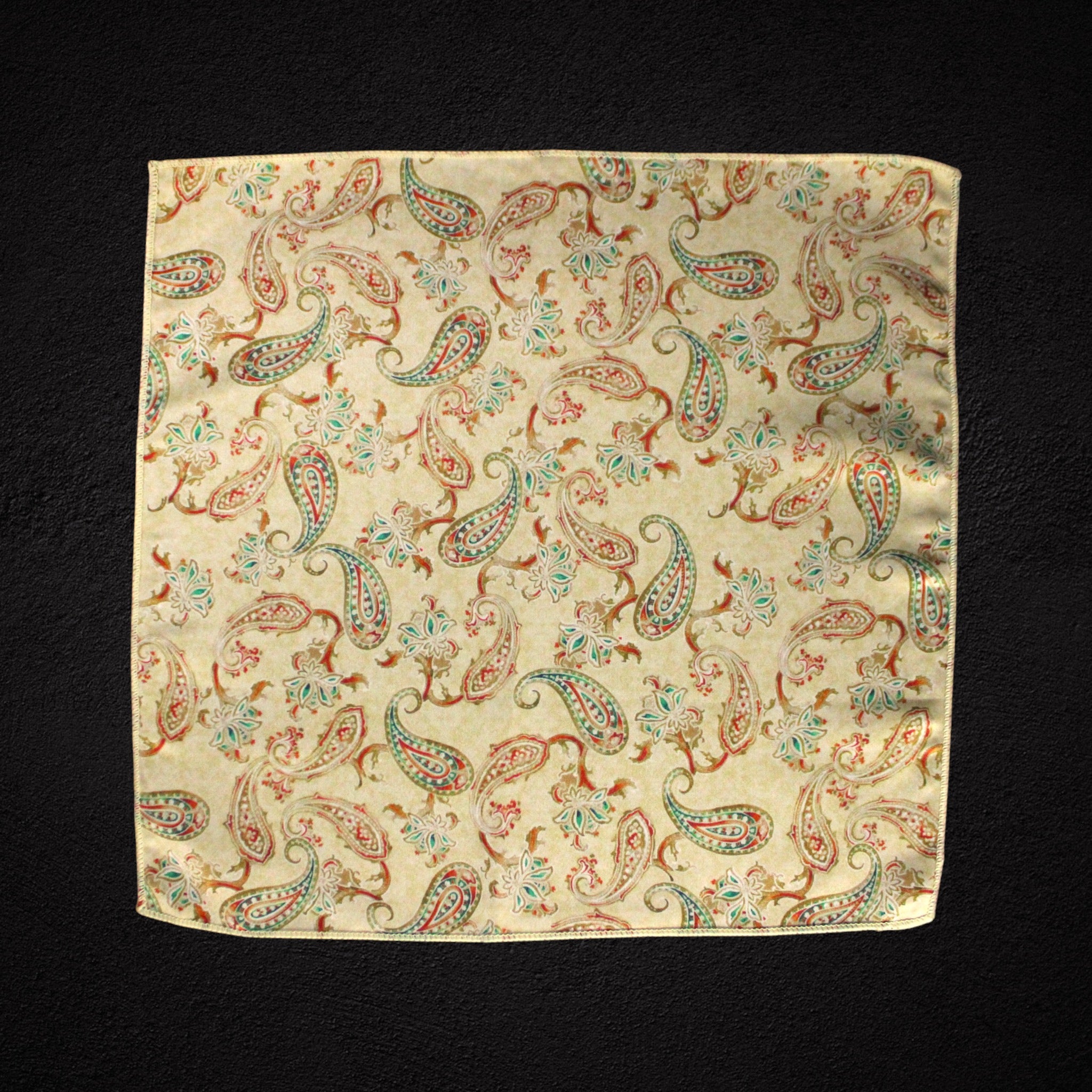 Cream Paisley Microfiber Pocket Square