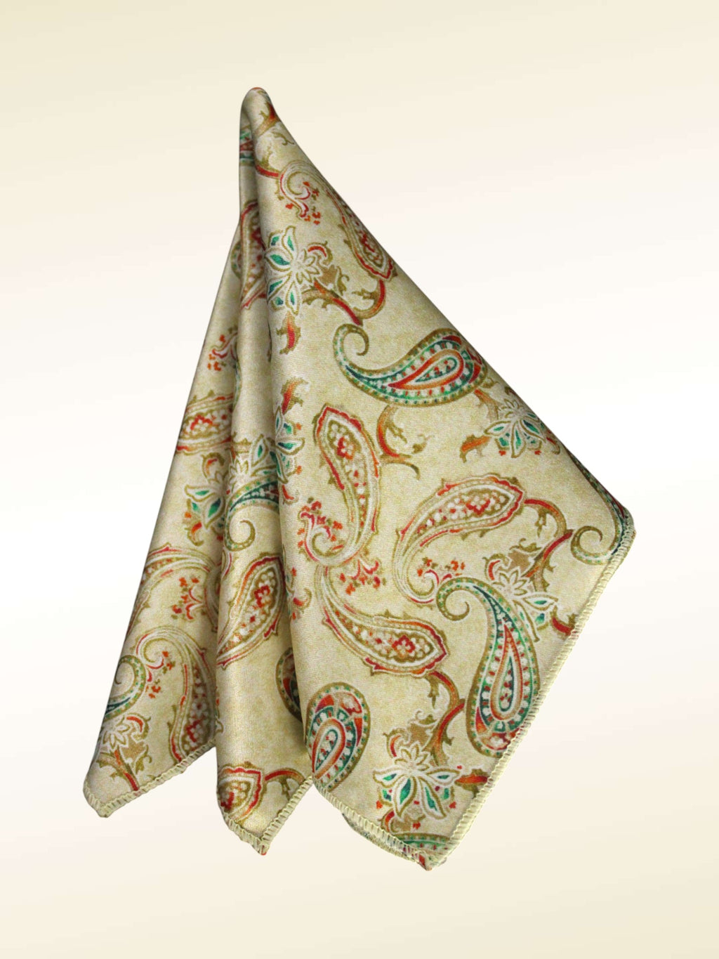 Cream Paisley Microfiber Pocket Square