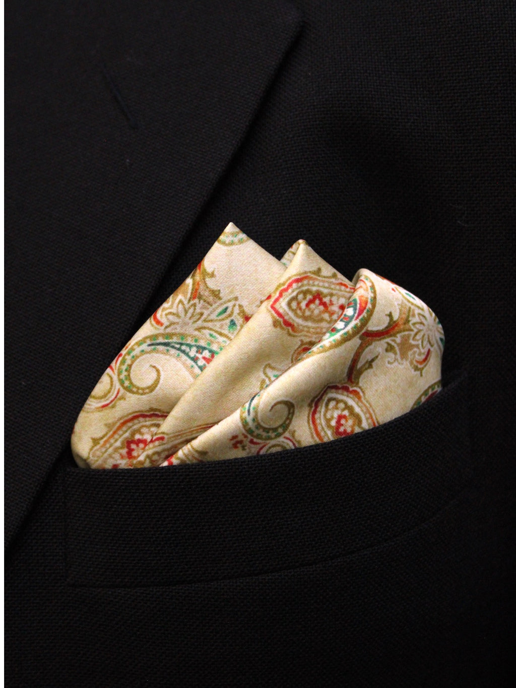Cream Paisley Microfiber Pocket Square