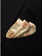 Cream Paisley Microfiber Pocket Square