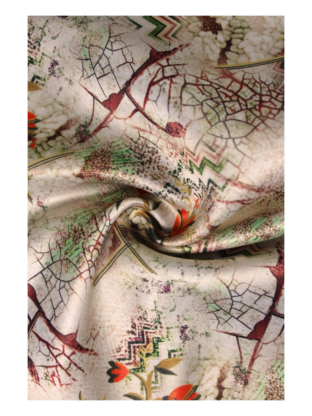 Cream Abstract Floral Microfiber Pocket Square