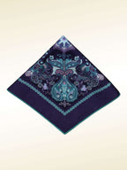 Elegant Navy & Teal Paisley Pocket Square