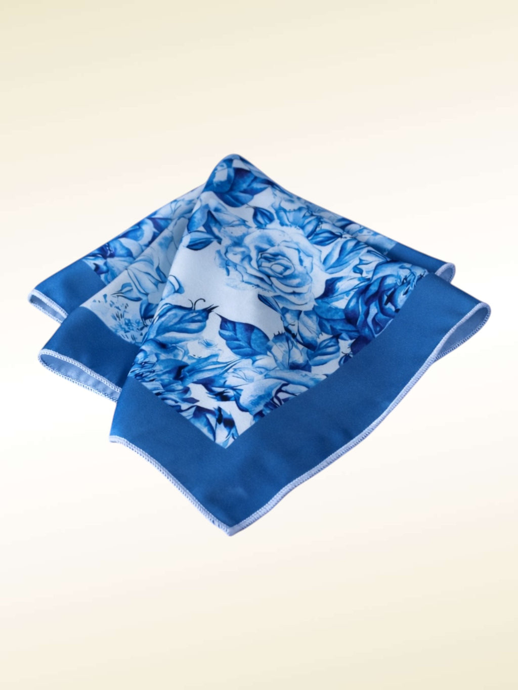 Blue Floral Printed Pocket Square