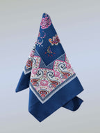 Navy Teal Paisley Printed Pocket Square