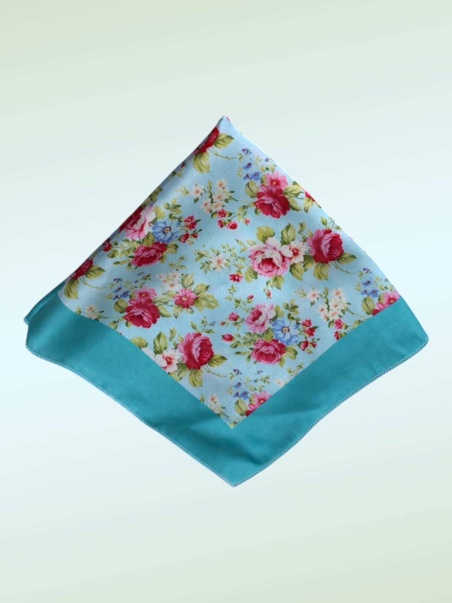 Turquoise Floral Pocket Square