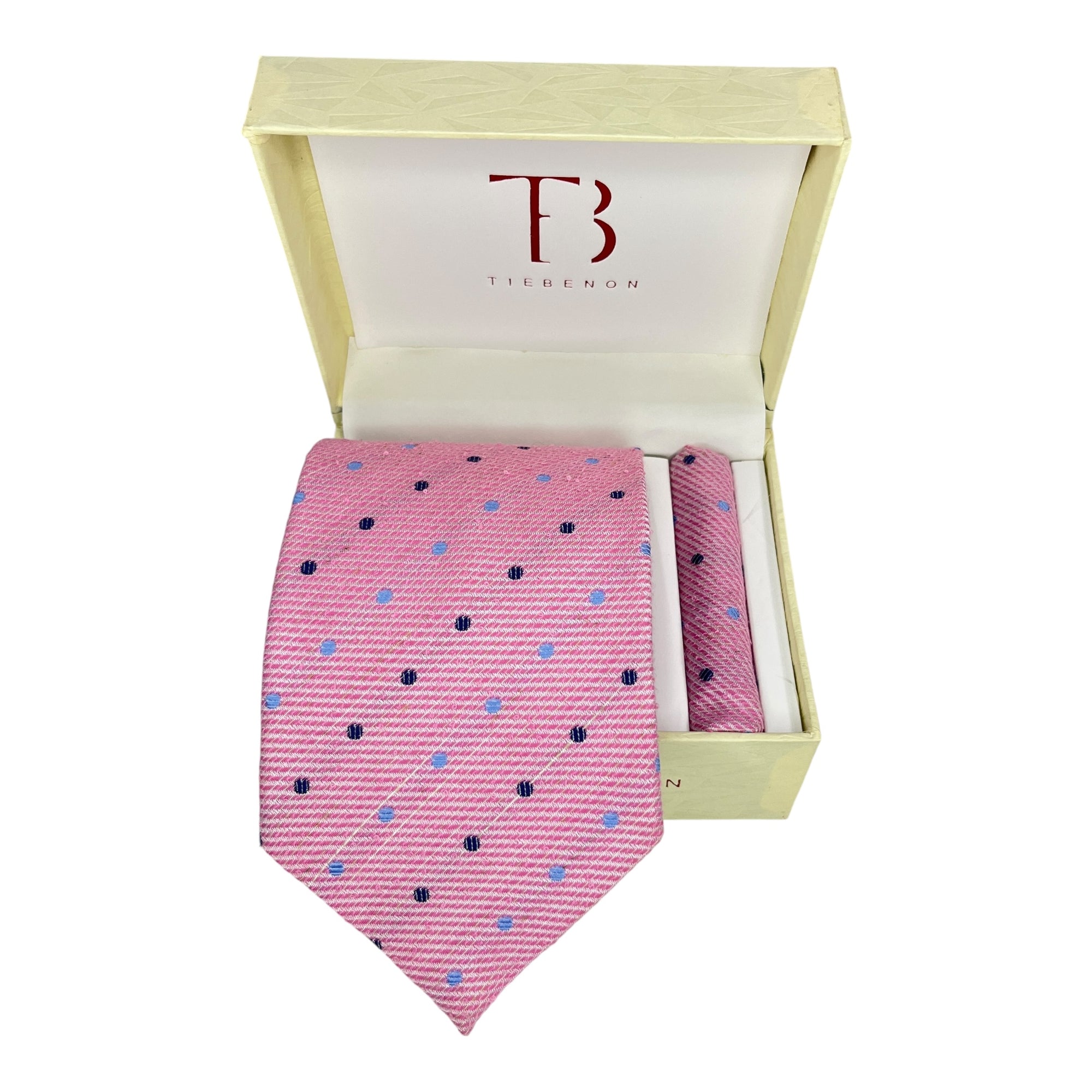 Pink Dotted Broad Cashmere Tie And Pocket Square Combo