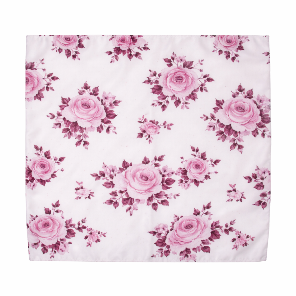 Pink Floral Printed Scarf With Pocket Square