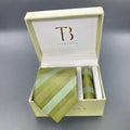 Green Stripe Tie And Pocket Square Combo