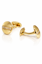 Luxury Gold-Plated Alloy Cufflinks with Crystal Inlay