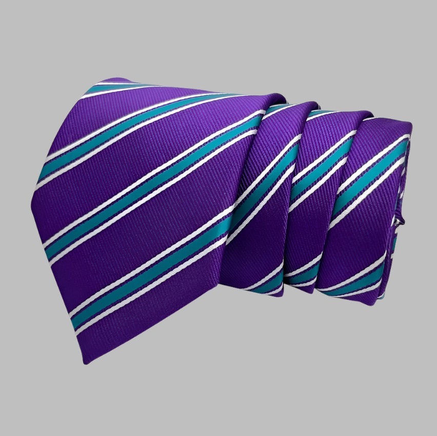 Purple And Teal Stripe Tie Combo