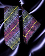 Purple & Green Swirls Premium Microsilk Abstract Pattern Tie & Pocket Square Set