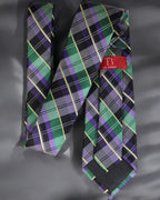 Purple & Green Tartan Premium Microsilk Plaid Tie & Pocket Square Set