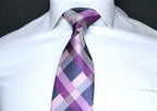Purple & Navy Checkered Tie - Contemporary Geometric Charm