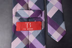 Purple & Navy Checkered Tie - Contemporary Geometric Charm