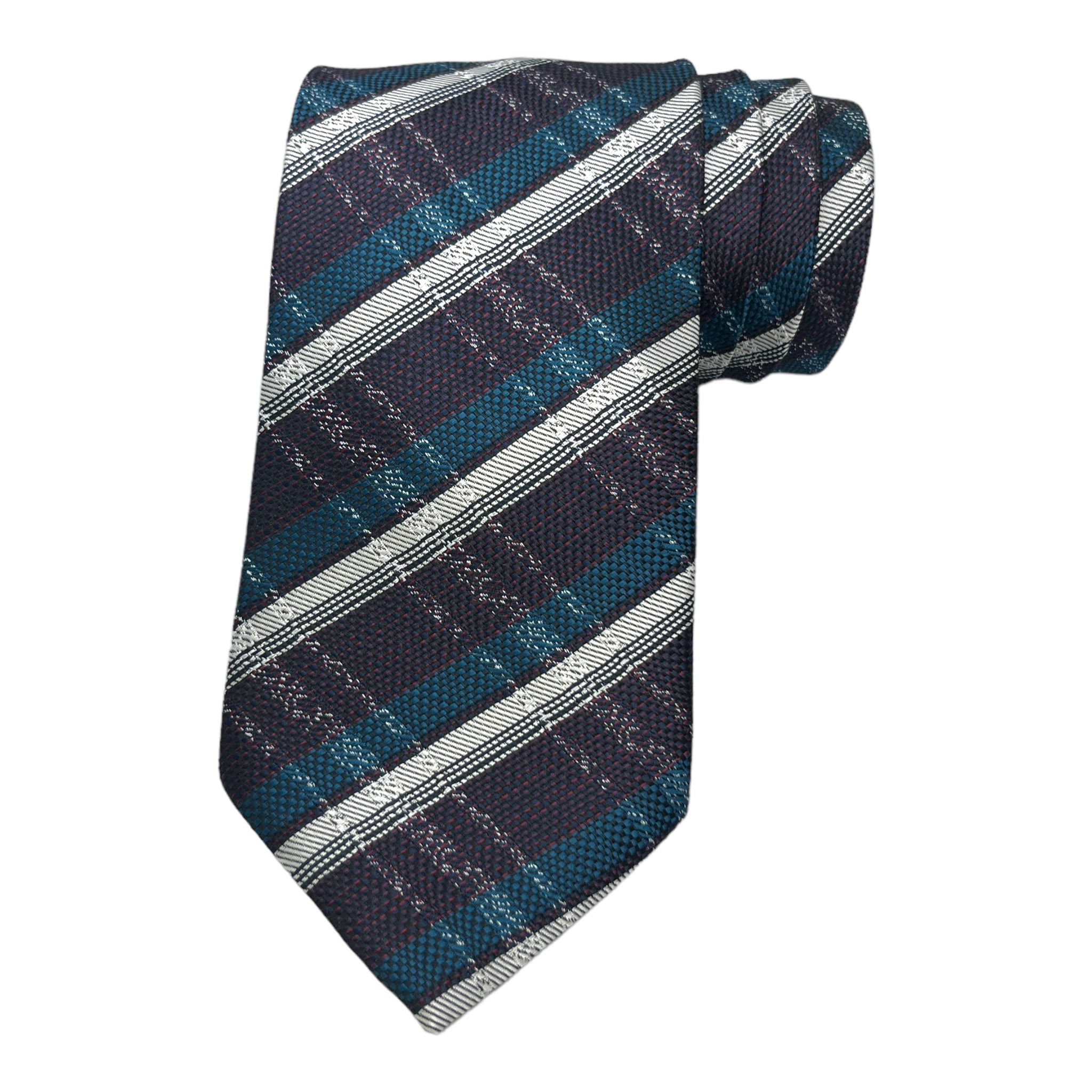 Purple Wine And Teal Plaid Tie And Pocket Square Combo