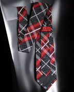 Plaid tie with red, black, and gray pattern on a white background Tie Benon