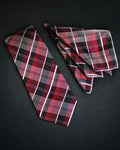 Plaid tie and pocket square set on a black background Tie Benon