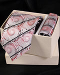 Red Geometric Dot Pattern Premium Microsilk Tie & Pocket Square Set