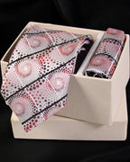 Red Geometric Dot Pattern Premium Microsilk Tie & Pocket Square Set