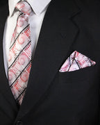 Red Geometric Dot Pattern Premium Microsilk Tie & Pocket Square Set