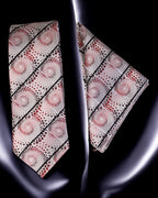 Red Geometric Dot Pattern Premium Microsilk Tie & Pocket Square Set