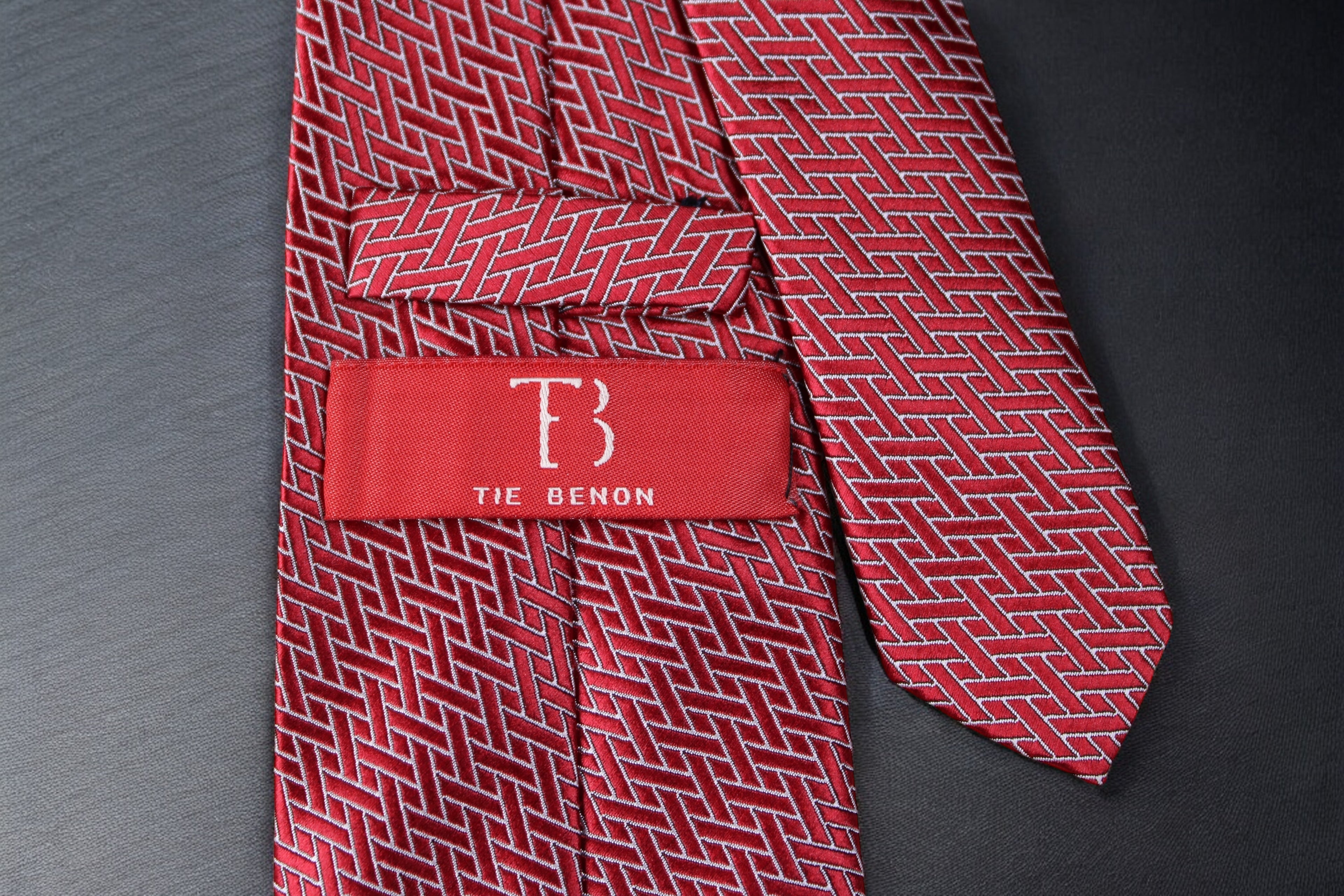 Red Geometric Tie & Pocket Square