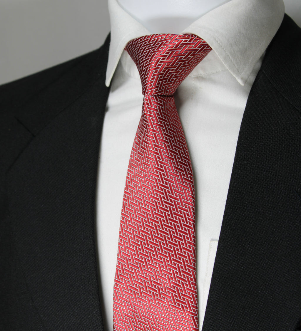 Red Geometric Tie & Pocket Square