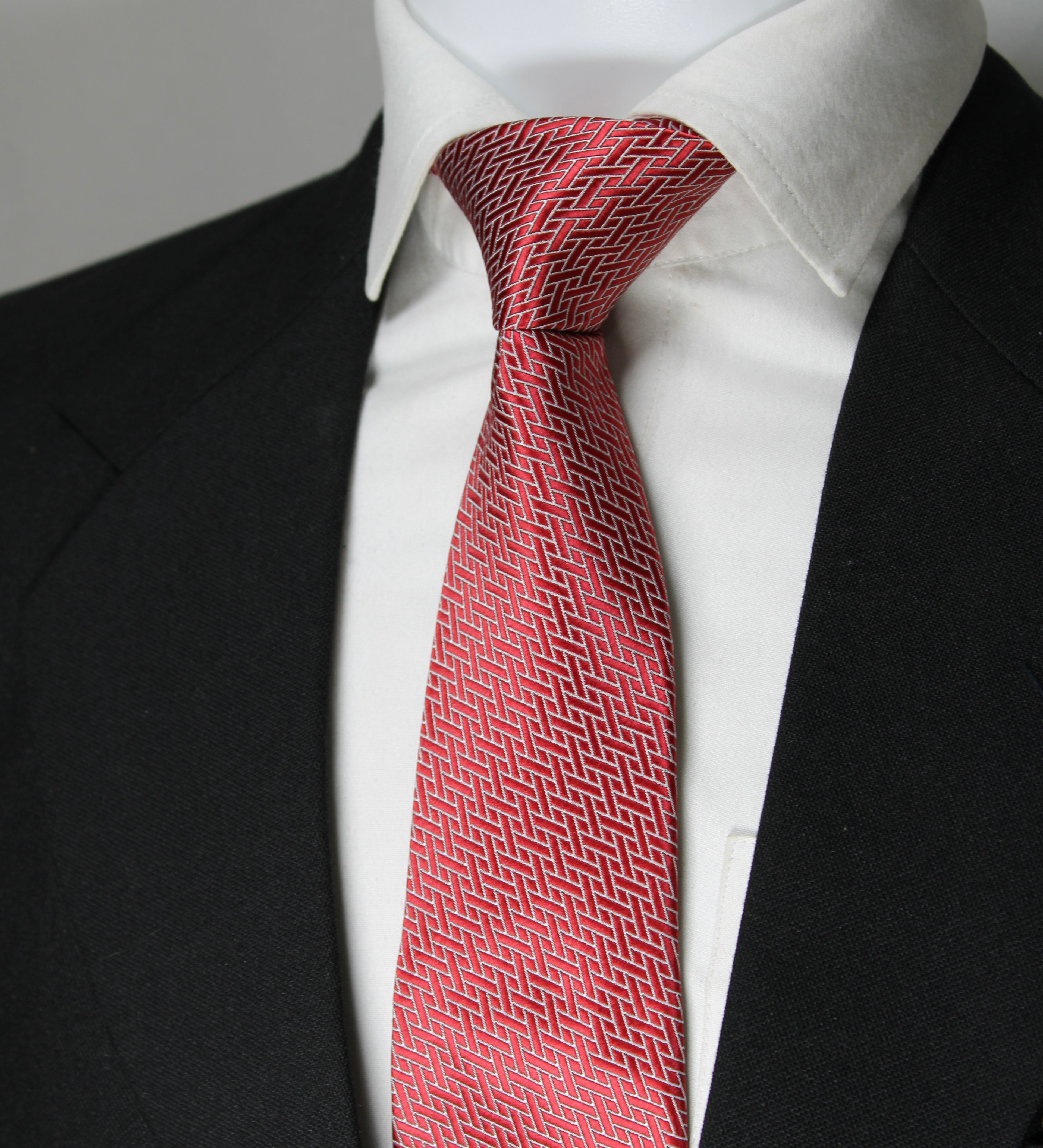 Red Geometric Tie & Pocket Square