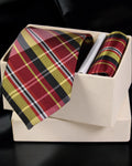 Red Yellow Tartan Plaid Tie Set